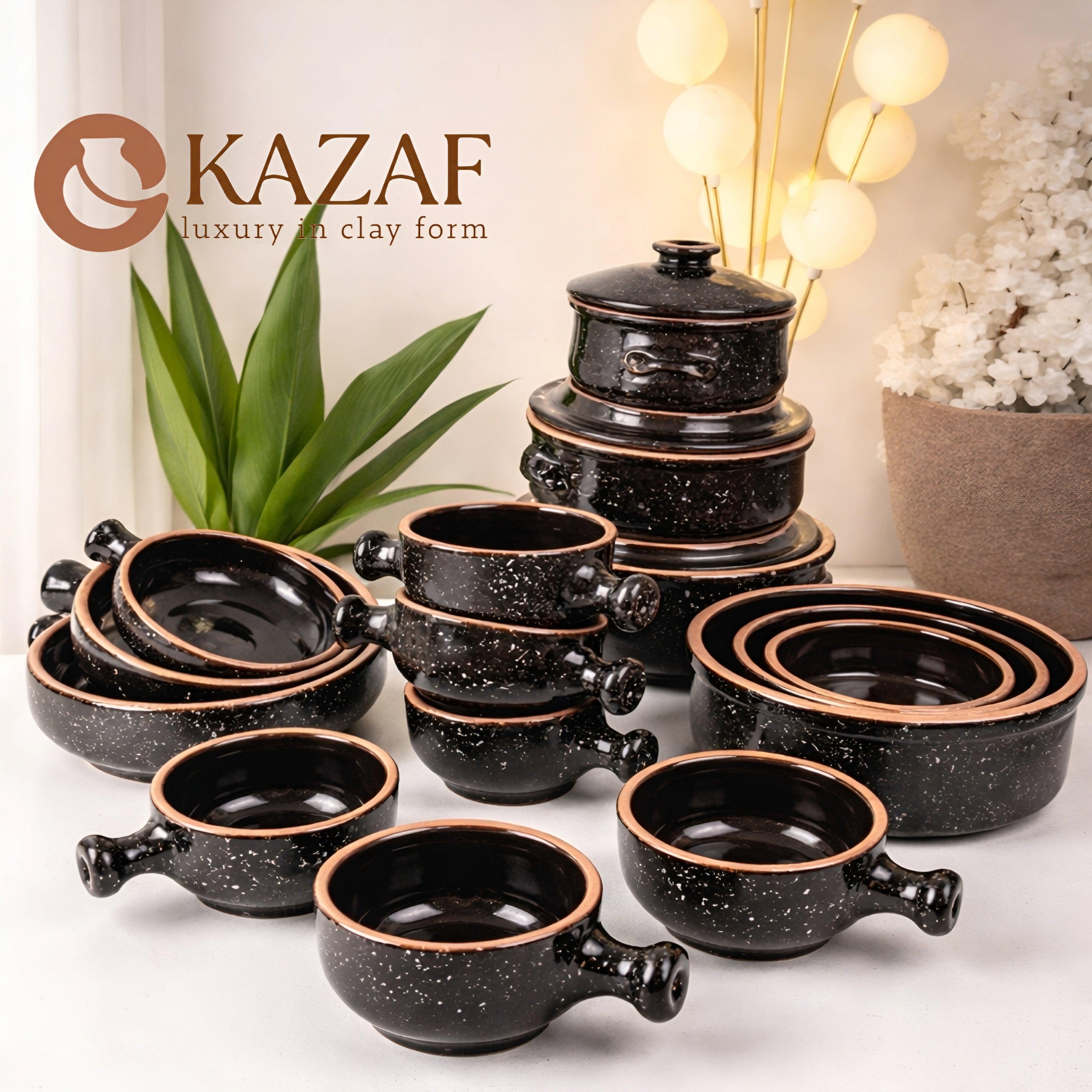 Kazaf 18 - Piece Clay Cookware Set – Black - Kazaf Store